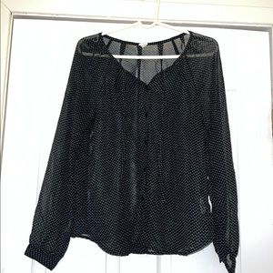 Black and White button up sheer blouse